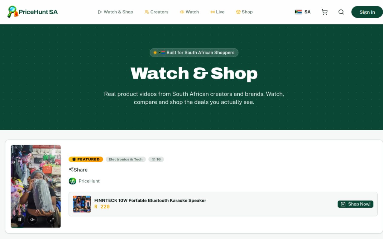 PriceHuntDeals homepage